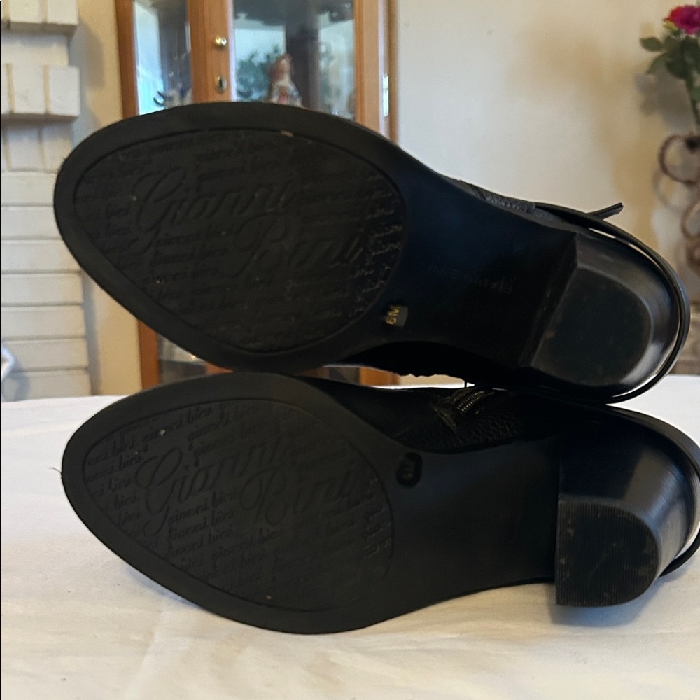 Gianni Bini Black Ankle Booties with Buckle Detail - Picture 7 of 8